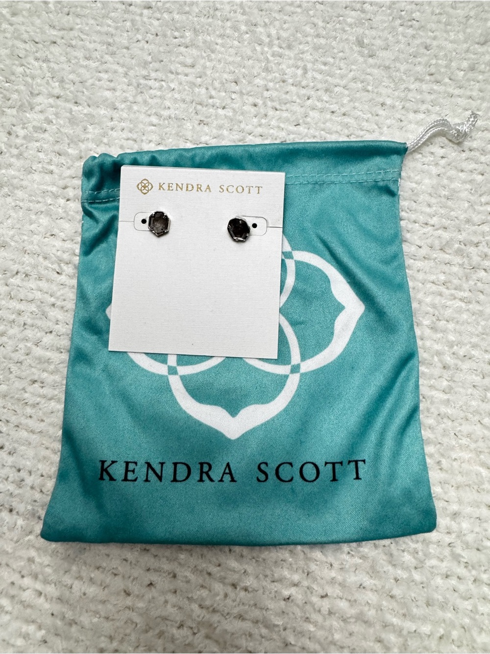 Kendra Scott Grey Stud Silver Earrings with Jewelry Pouch